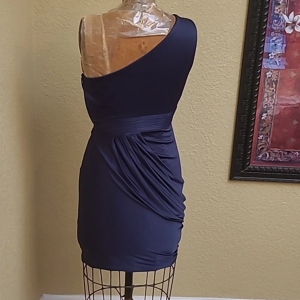 WOMENS  BLUE BCBGMAXAZRIA ONE SHOULDER DRESS SIZE XS